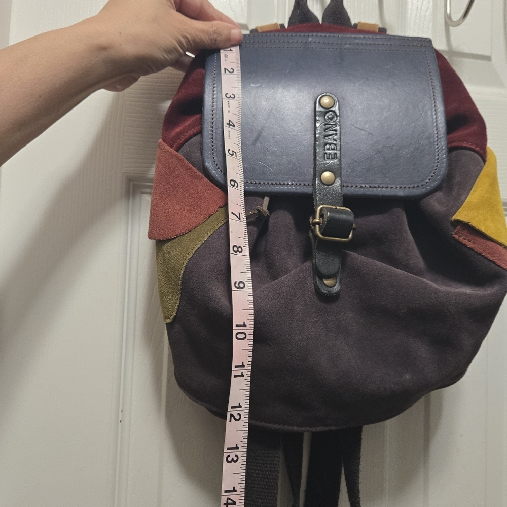 Suede leather patchwork multicolour backpack bag - image 8